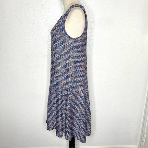 ANTHROPOLOGIE Maeve Westwater Knit Swing Dress Chevron Mini Size Medium - Picture 8 of 15